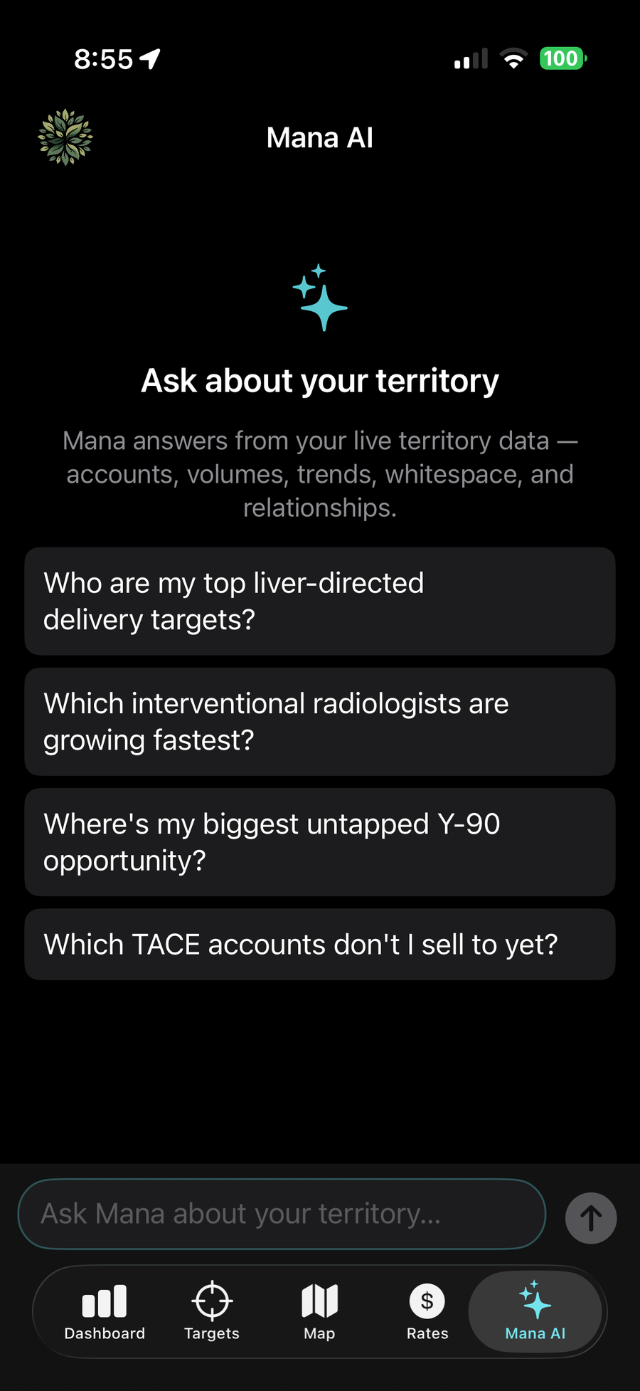 Mana AI question screen